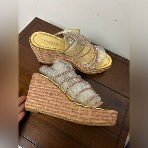 COSTA BLANCA Made in Spain Vintage Y2K Pink Platform Spadrilles Shoes Size 10